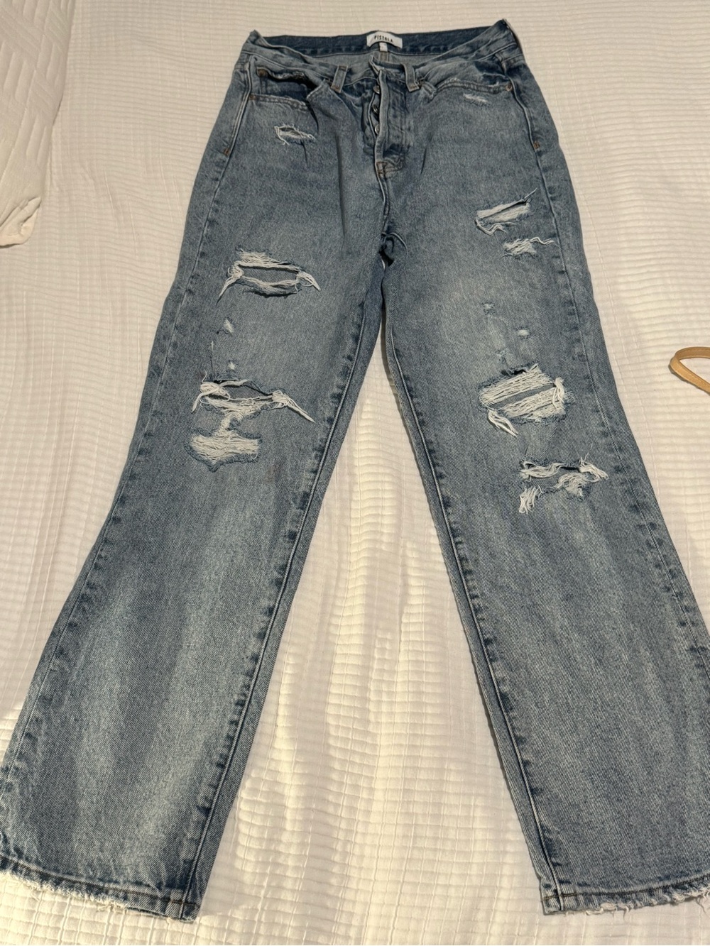pistola Light Blue Distressed Straight Leg Jeans